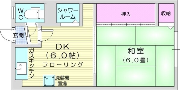 東区役所前駅 徒歩6分 1階の物件間取画像